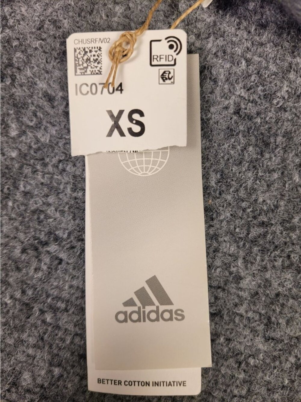 NWT Adidas High-Waisted Logo Leggings Women's XS Dark Grey Heather/Blue Fusion - Picture 5 of 7